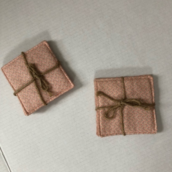 Handmade Pink Floral Coasters Set of Eight - Picture 2 of 8